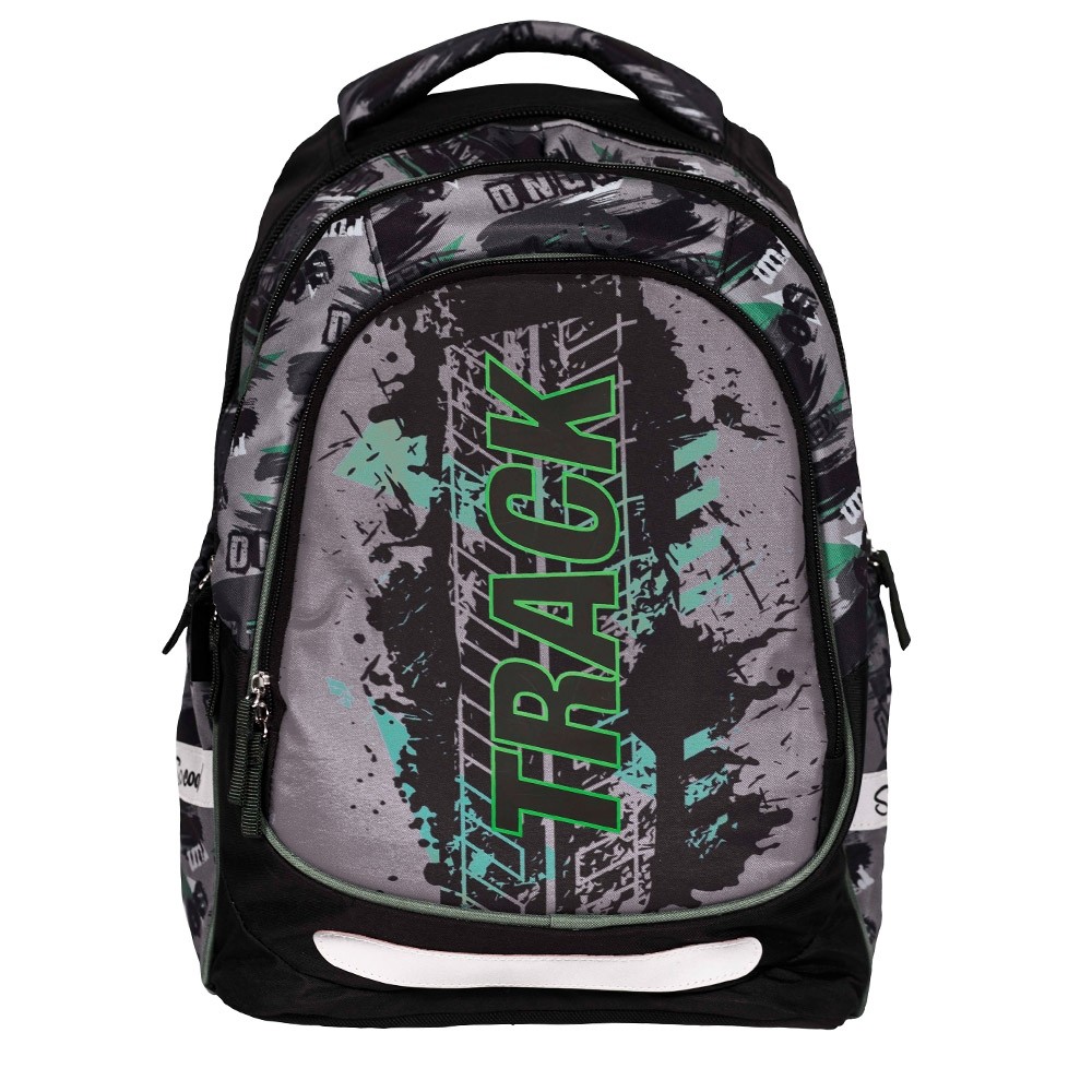 Ghiozdan clasele primare, inscriptie TRACK, cusaturi triple, inchidere cu fermoar, poliester, 41 cm - imagine 4